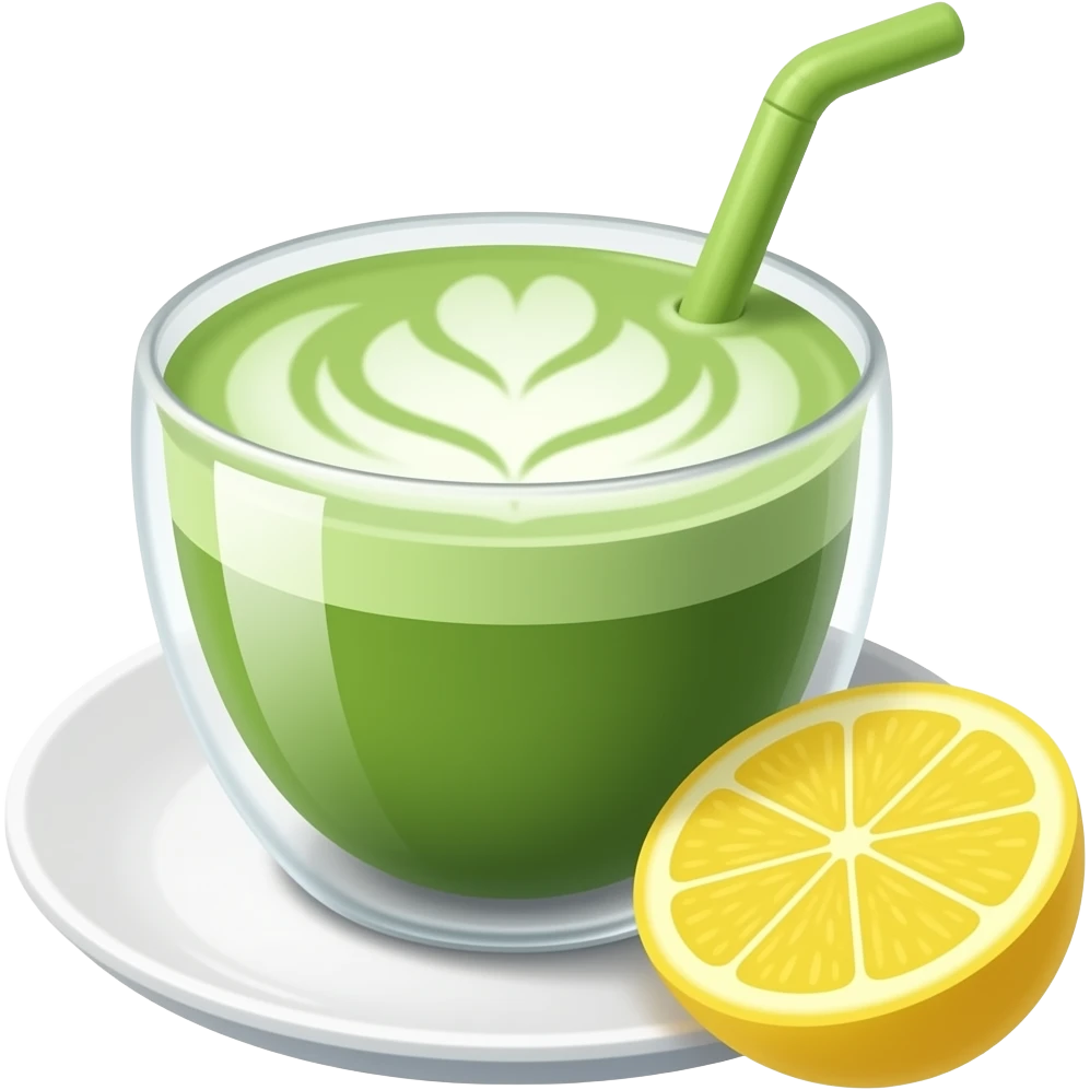 matcha latte with lemon emoji