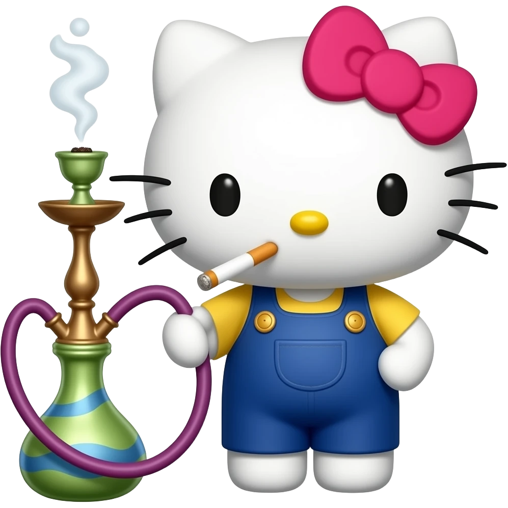 Hello kitty smoking a hookah emoji