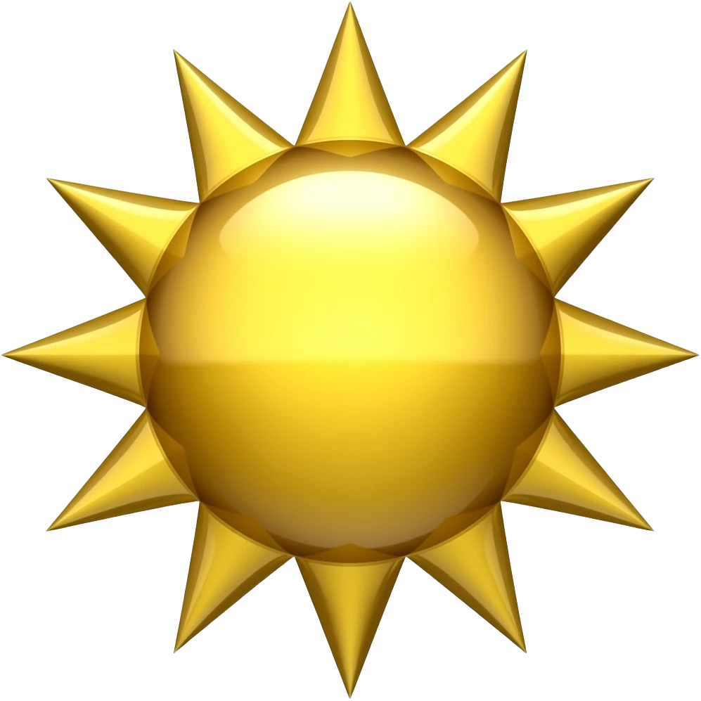 Sol dourado metálico emoji