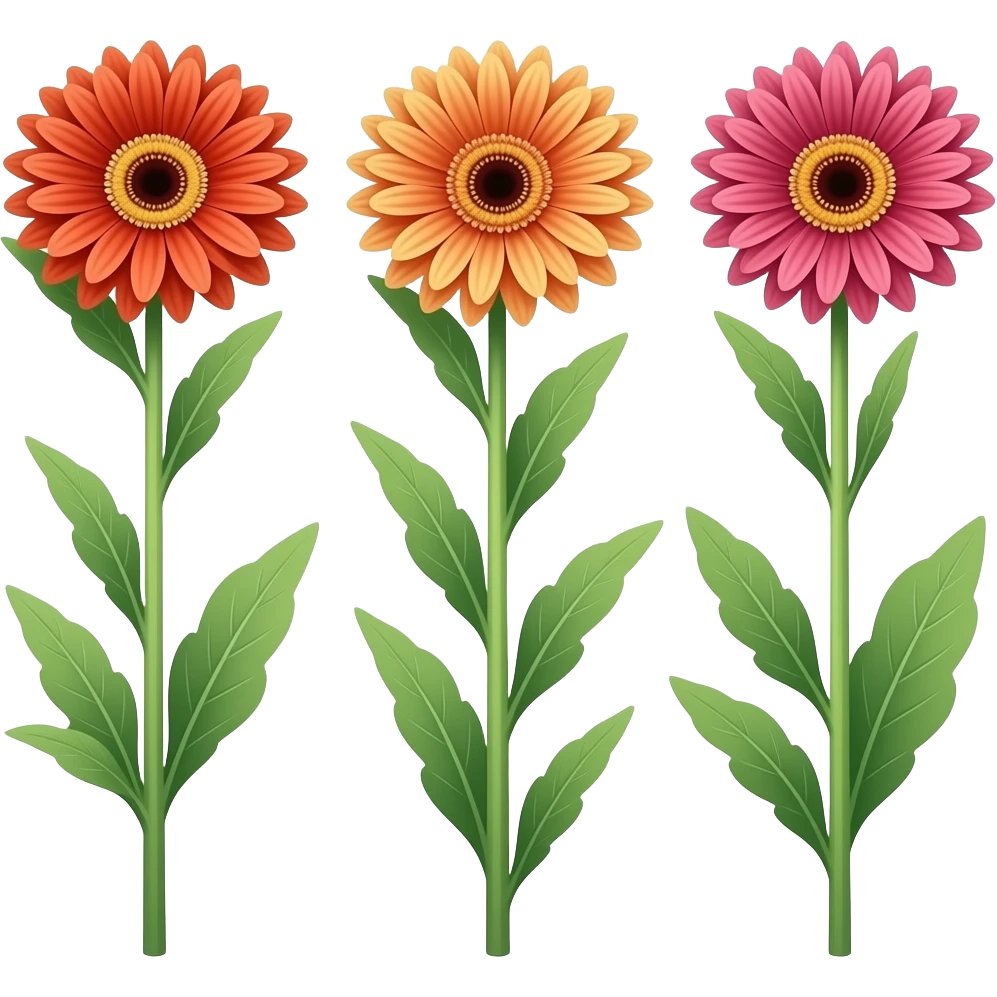 Three garbera emoji