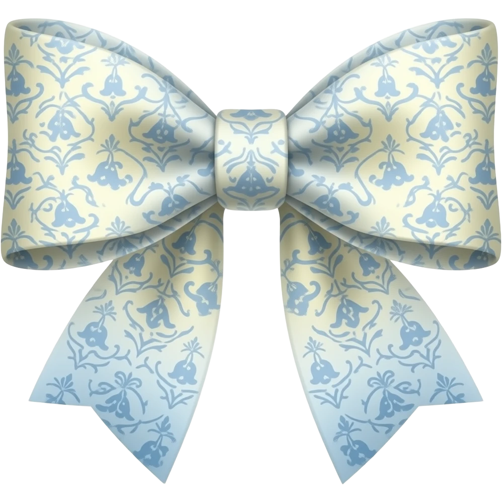 light yellow  ombre blue pastel with bluebell rococo style pattern on bow lace coquette bow emoji