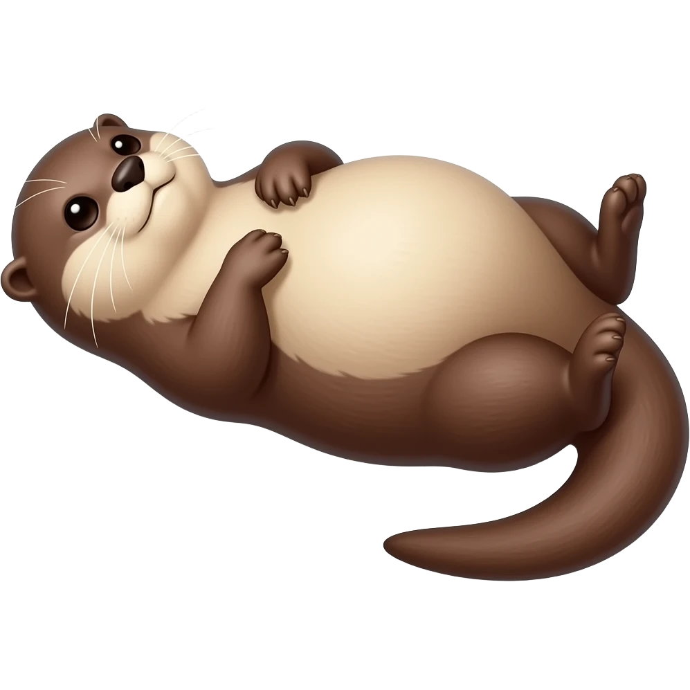 A female Otter is laying sprawled on her back,her Bellybutton booping on a satisfied gut from a hefty meal,Noticing her humongous overfed stomach,she is so stuffed with a heavy food baby,she can not move because her big full Tummy made her too fat. emoji