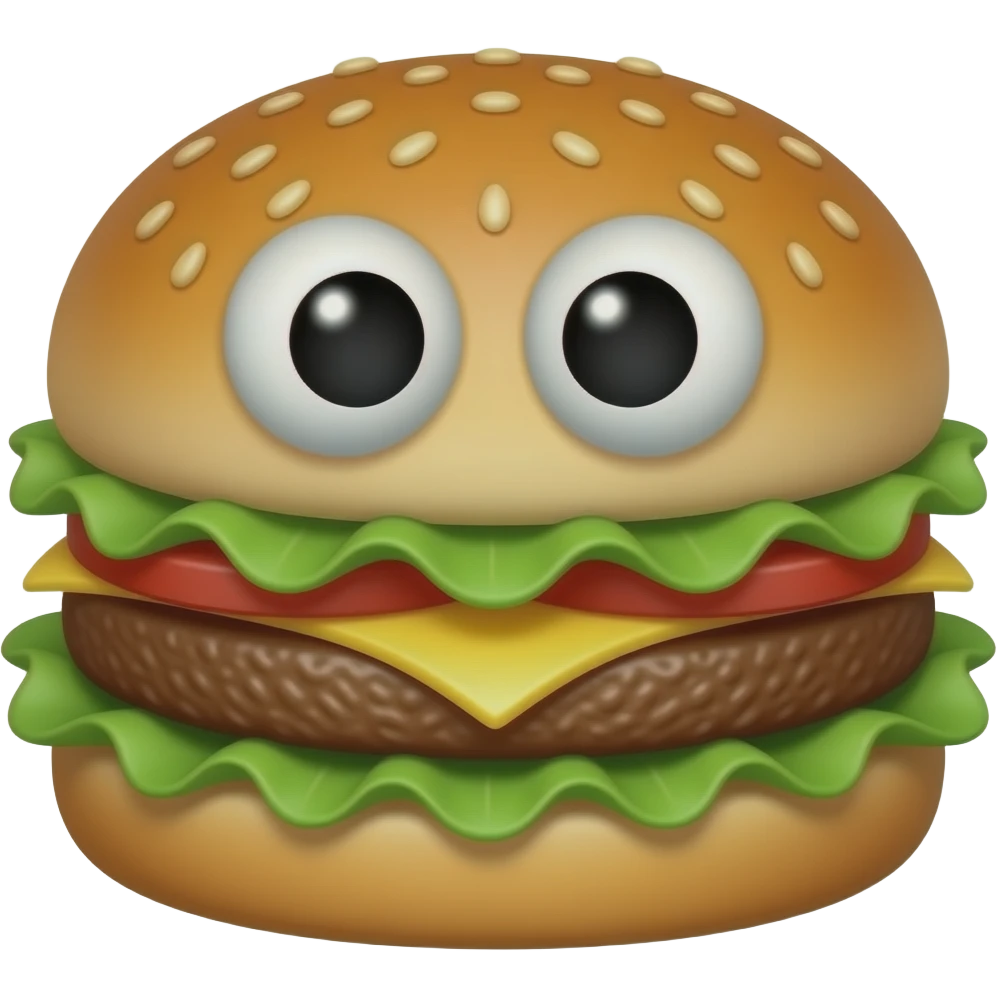 burger with googly eyes emoji