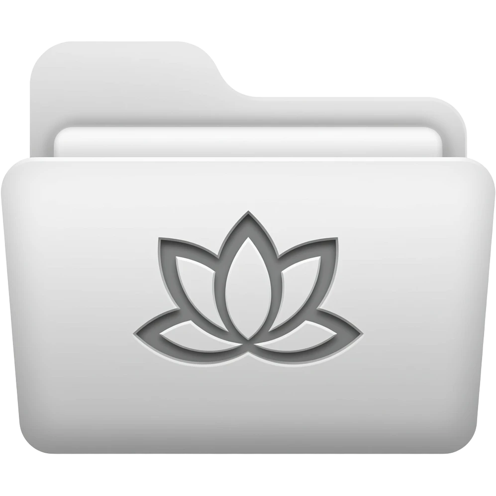 white clean files icon with lotus flower logo in middle emoji