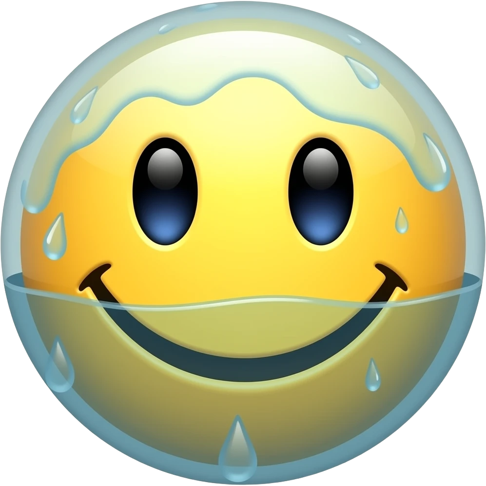 A smiley emoji is not a person, but a smiley face   Smiley face of the element of Water dripping with droplets. elemental emoji