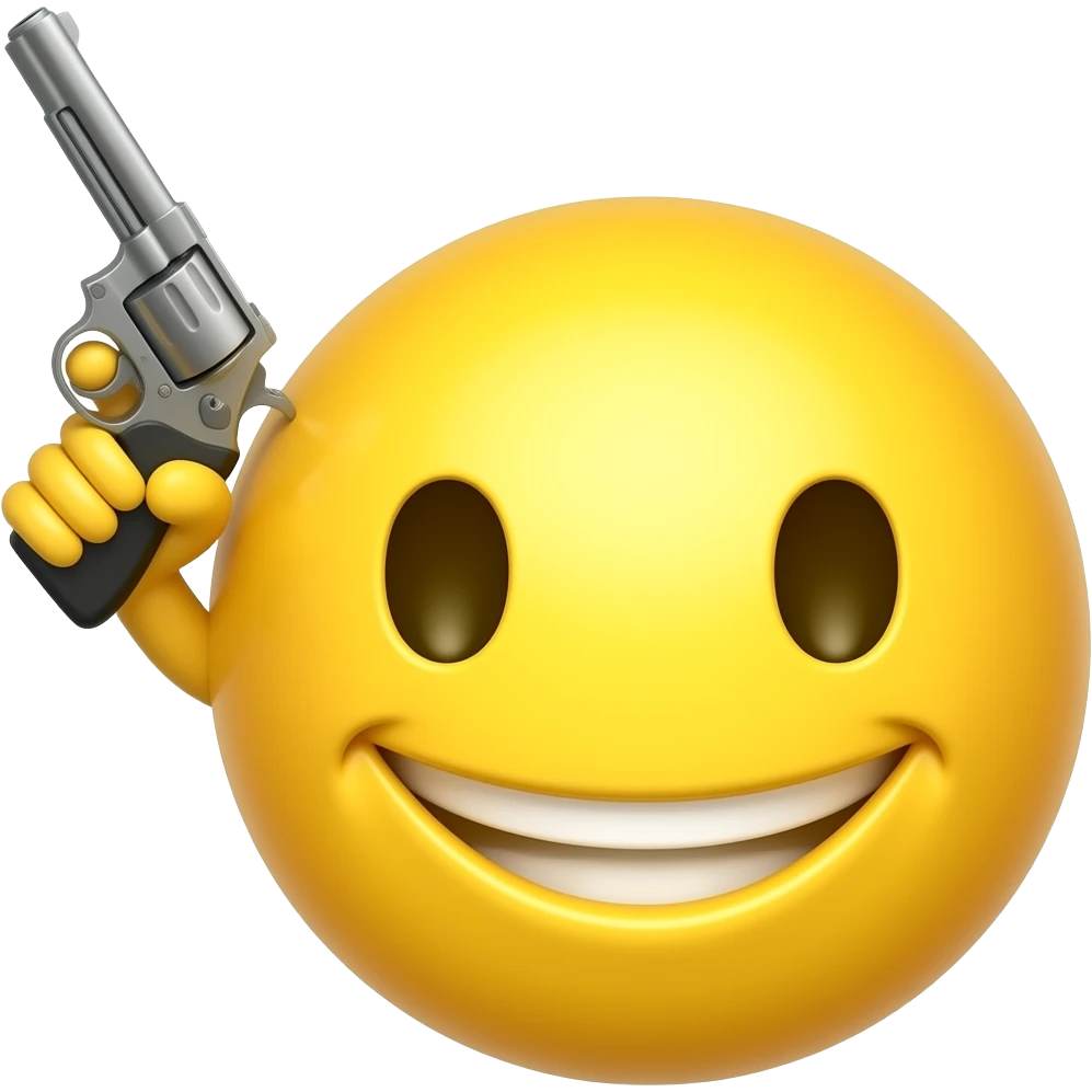 Yellow emoji smile 😃 with holding 🔫 to head emoji