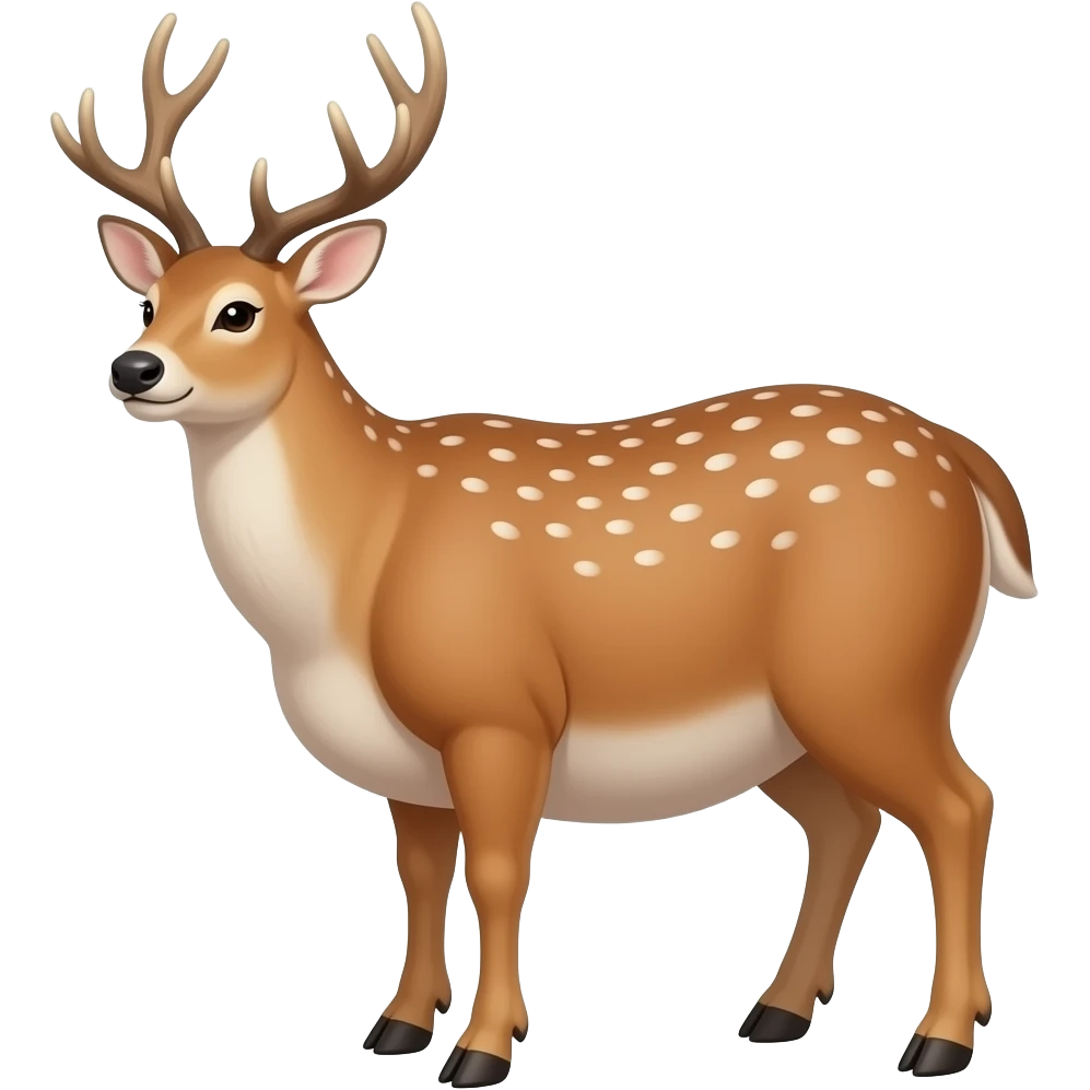 A female deer’s stomach gets massively large and heavy,she ate too much,now the deer/doe is obese,even her big belly has a bit of wobble. emoji