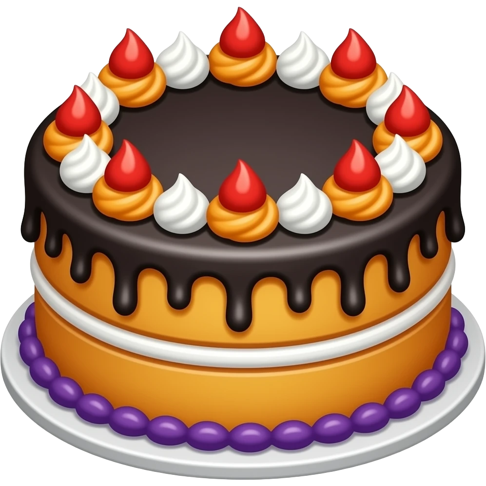 Halloween cake, with black orange, green, red, white and purple emoji