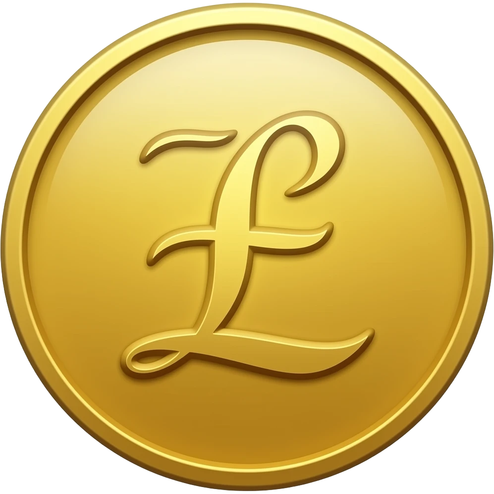 coin with the letter "L" in curvy fancy letters emoji