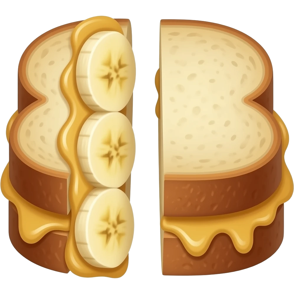 Peanut butter and banana honey sandwich  cut in half emoji