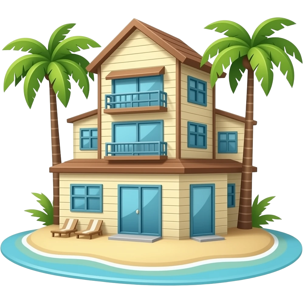 Beach resort  building emoji no background emoji