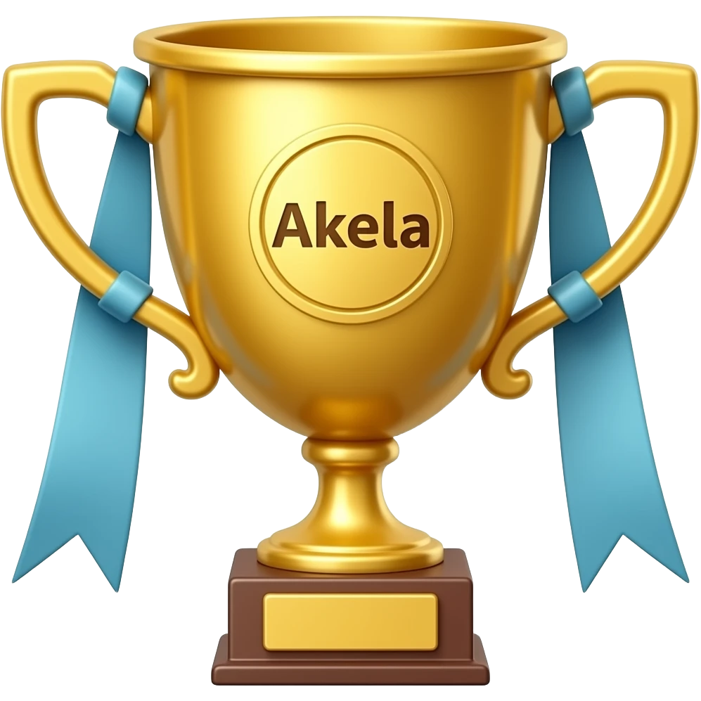 create a trophy and letters saying the word akela on the trophy emoji