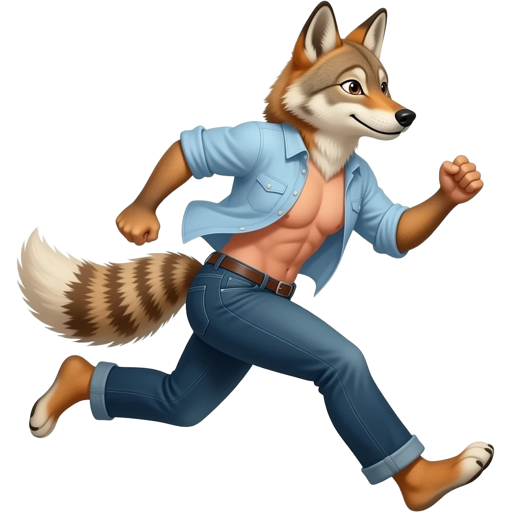 Female jackel furry person woman pants on shirt off rushing to the bathroom emoji