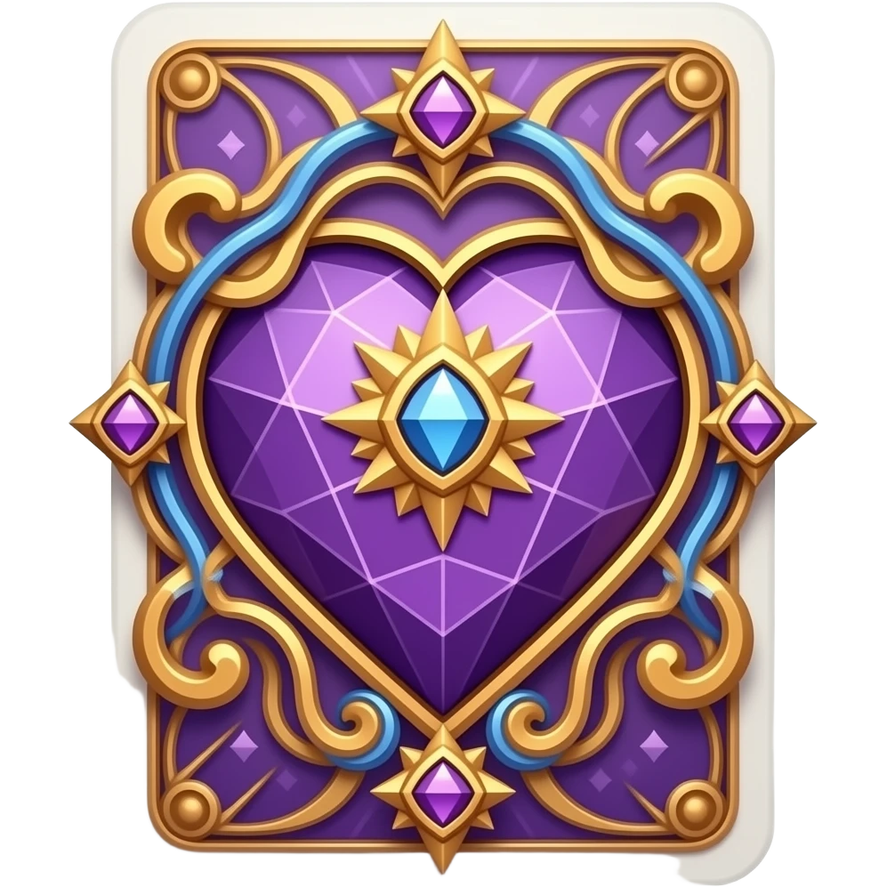 purple diamond heart tarot card beautifully ornamented and embellished emoji