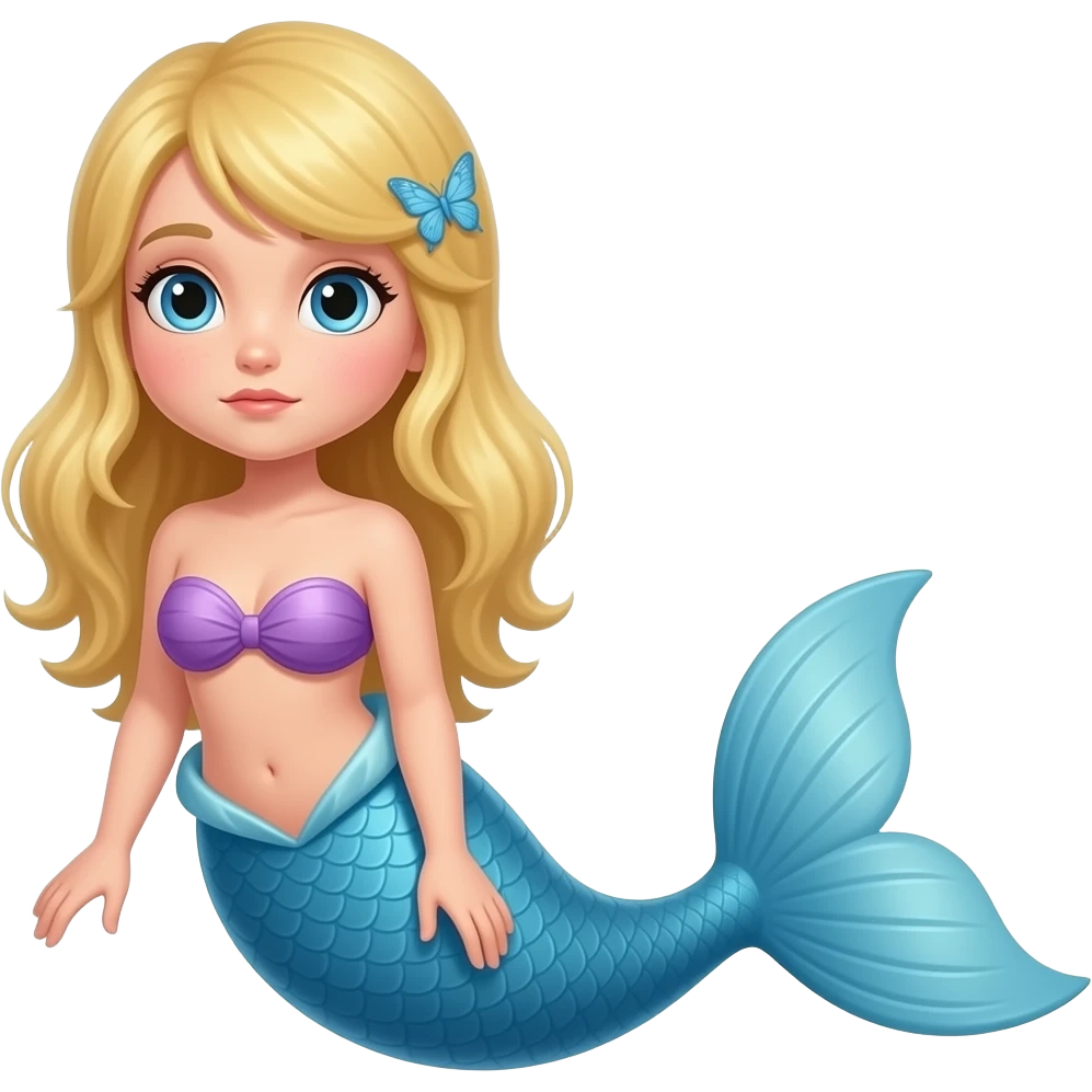 sad blonde mermaid with blue tail emoji