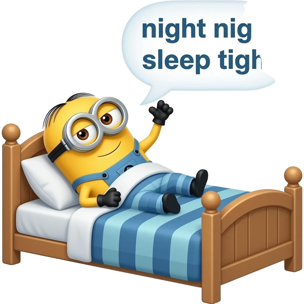 Night night sleep tight in minion version emoji