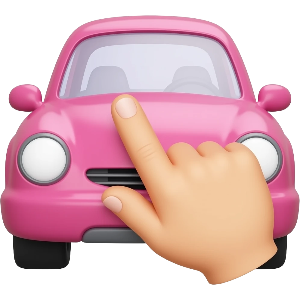 Finger on pink car screen emoji