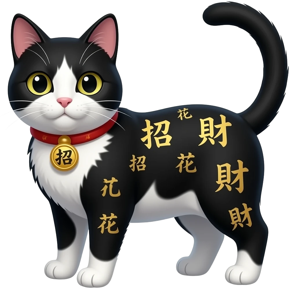 黑白貓 招財字 emoji