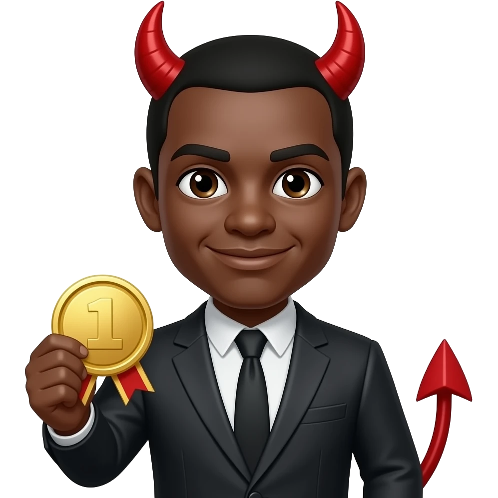 Skin city devil black, and gold badge emoji