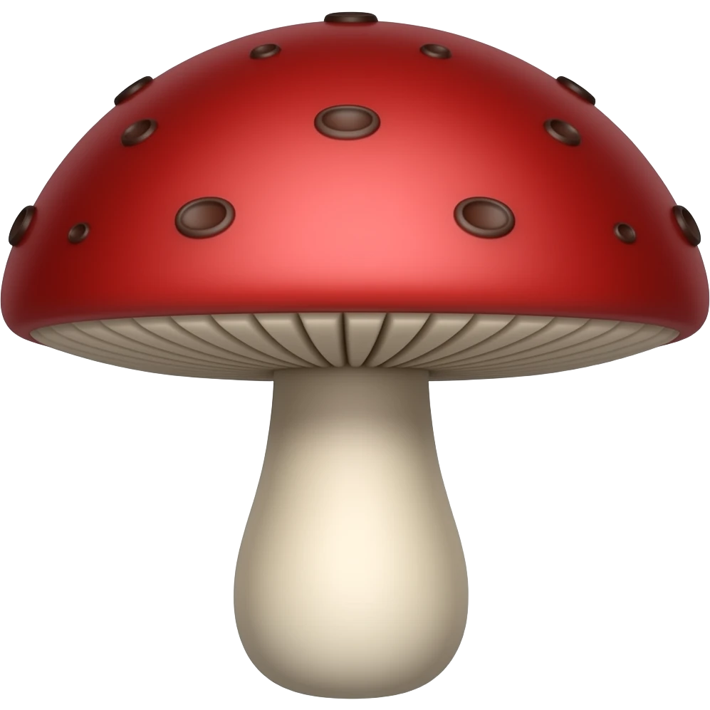 Fly agaric is red-purple crimson with a pronounced stem and random dots emoji