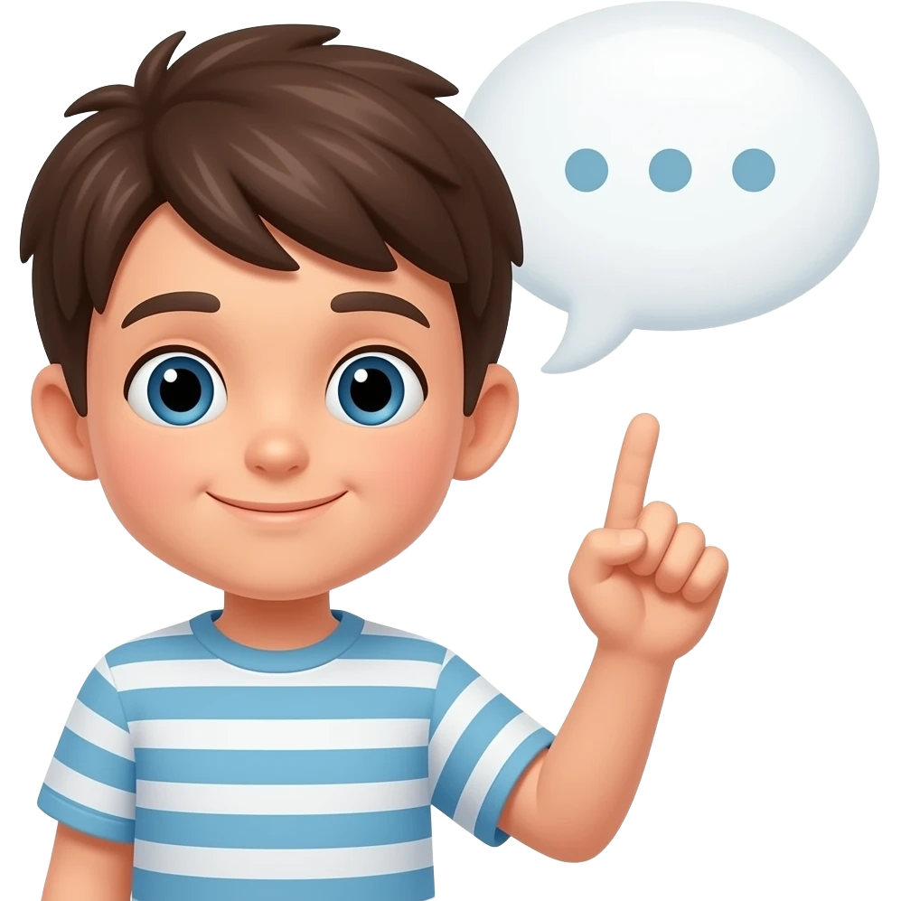 boy answer , bubble with dots emoji