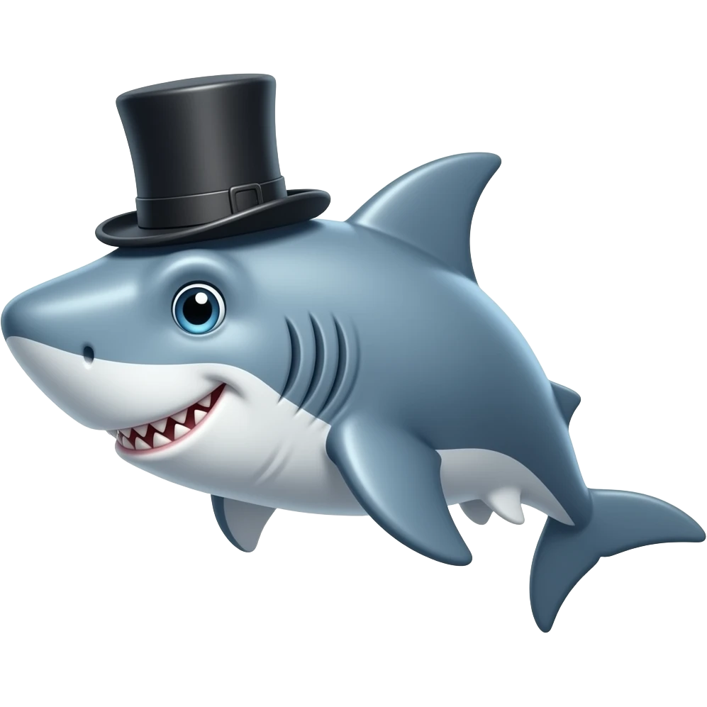 Shark with a top hat emoji