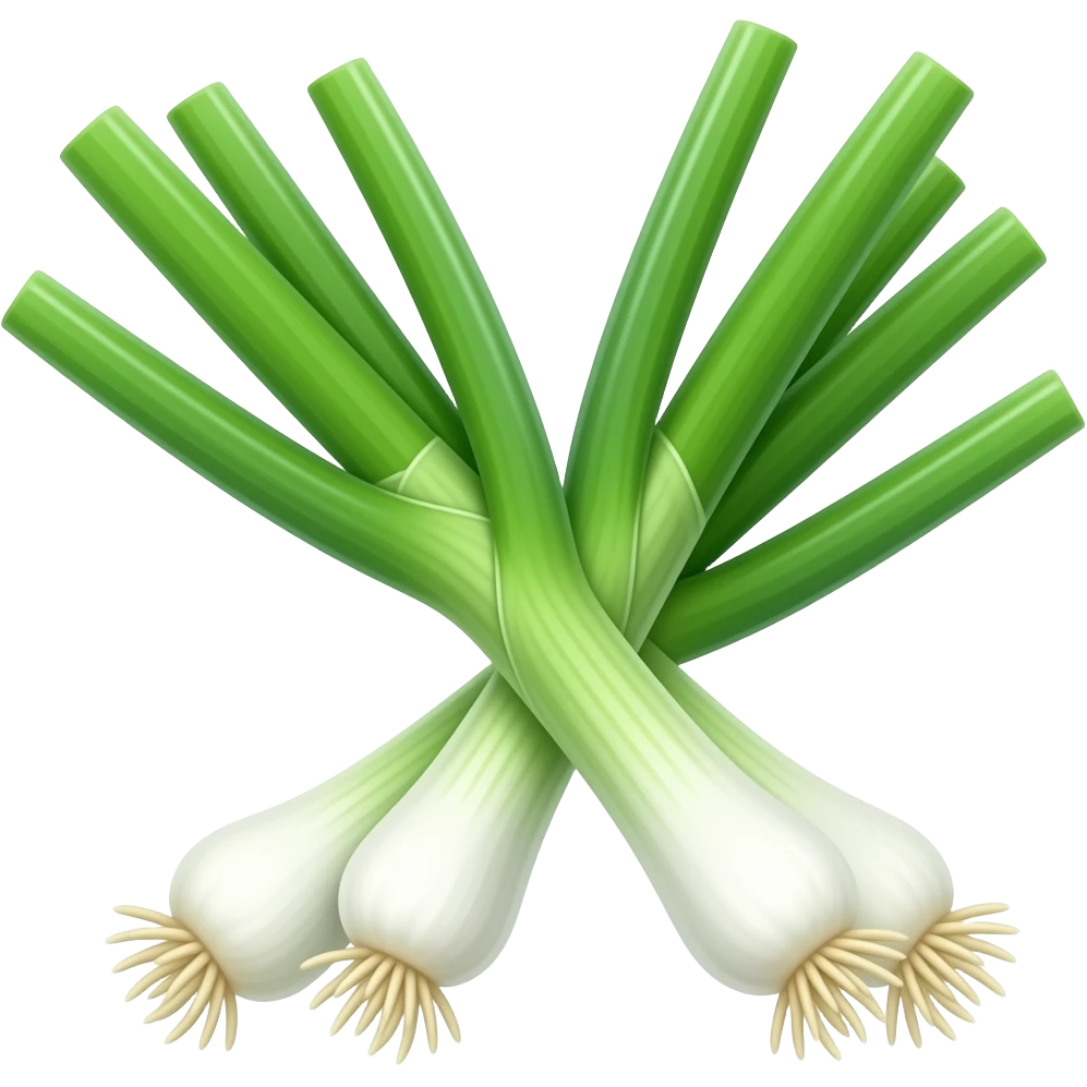 green onion.  iPhone emoji style. no cute and simple. 3 pieces of green onion emoji