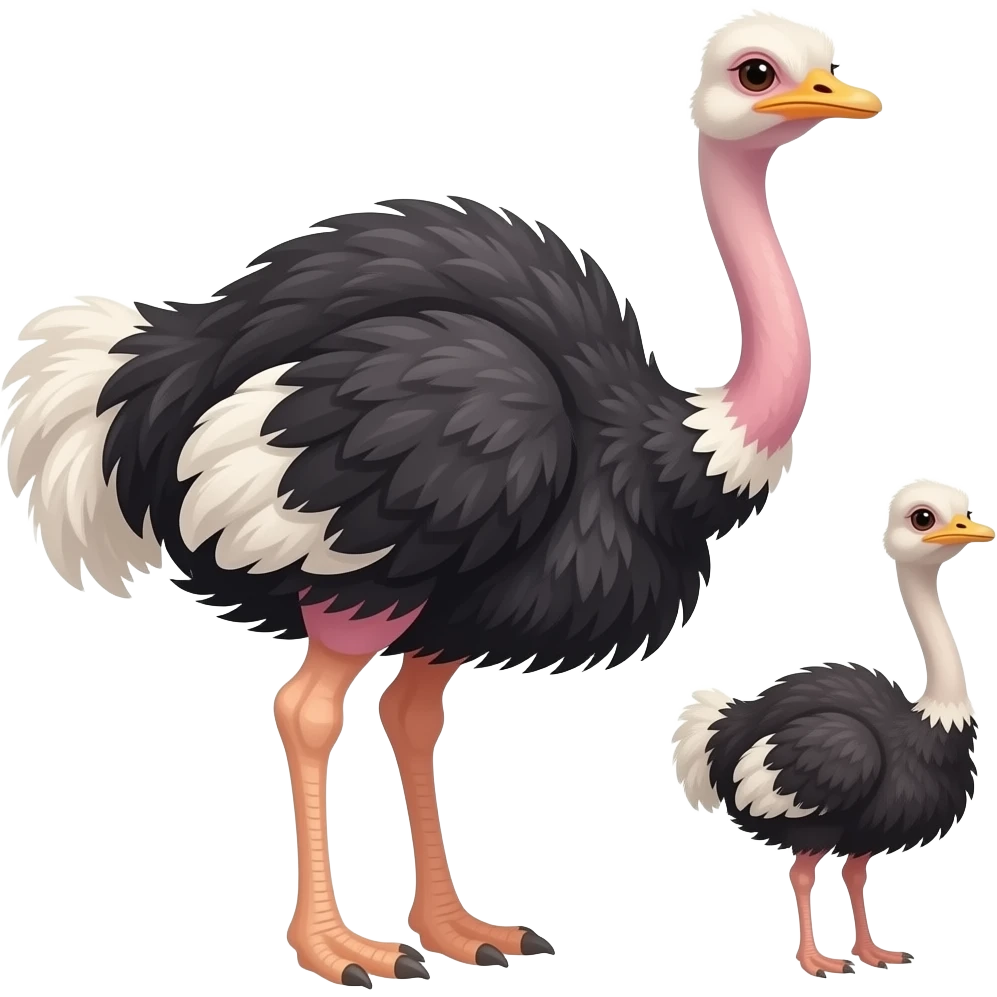 Ostrich mom and ostrich chick emoji