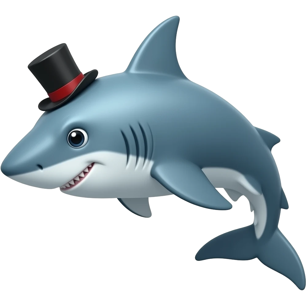 Shark with a top hat emoji