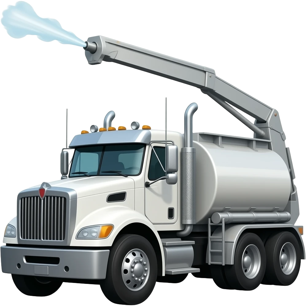 construction camion citerne blanc westernstar avec bras arrosageside-way emoji