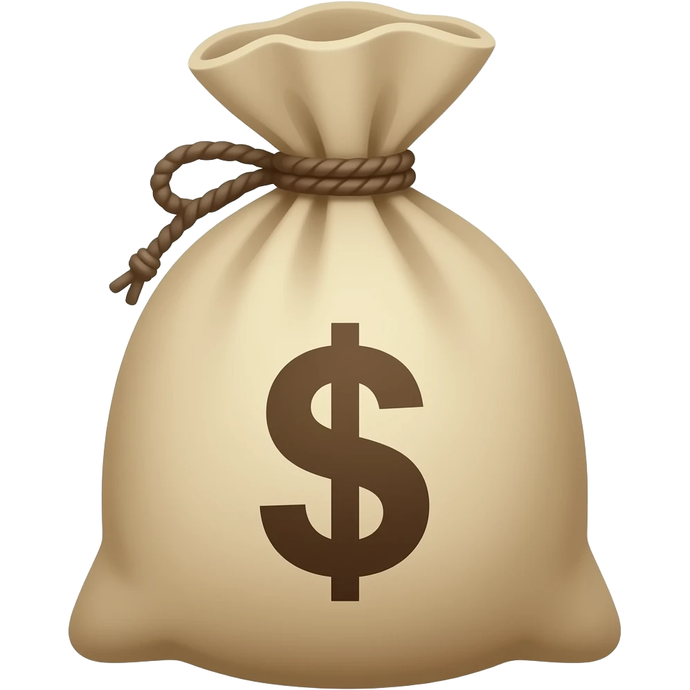 opened money sack, with little glimpse of money inside emoji
