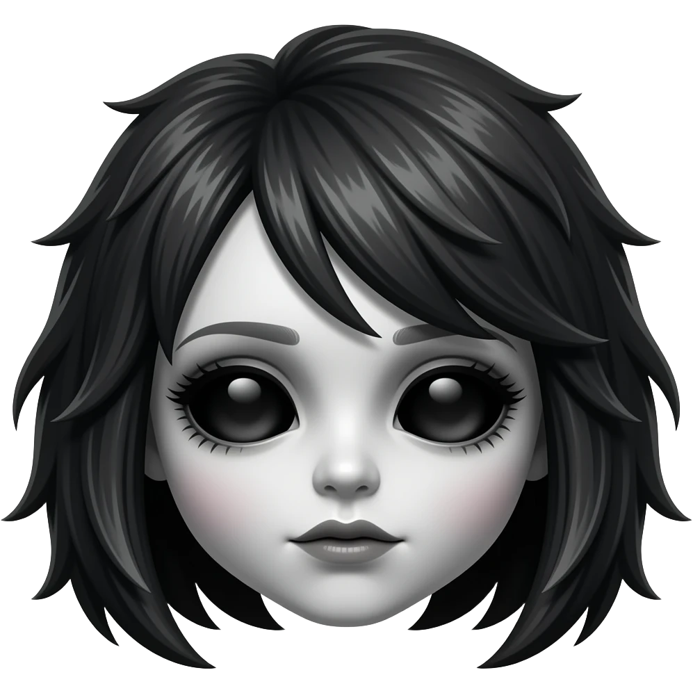 spooky gothic doll head emoji