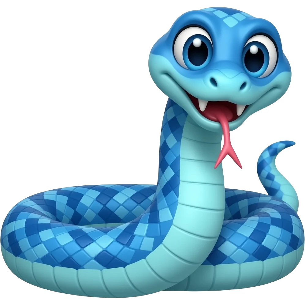 Funny 2 teeth snake blue emoji