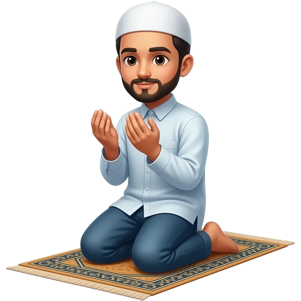 شاب  بيصلي صلاة المسلمين على سجادة صلاة emoji