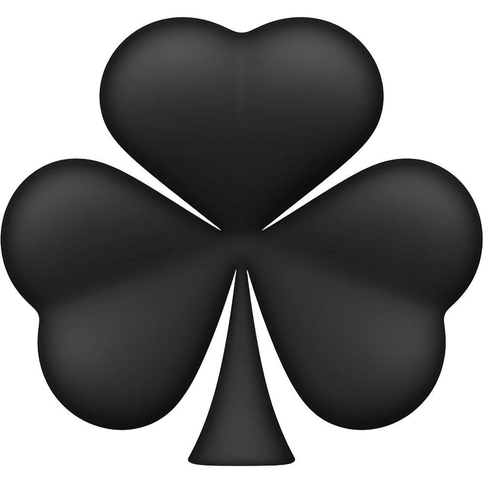 Trébol negro de 5 hojas con los extremos redondeados emoji
