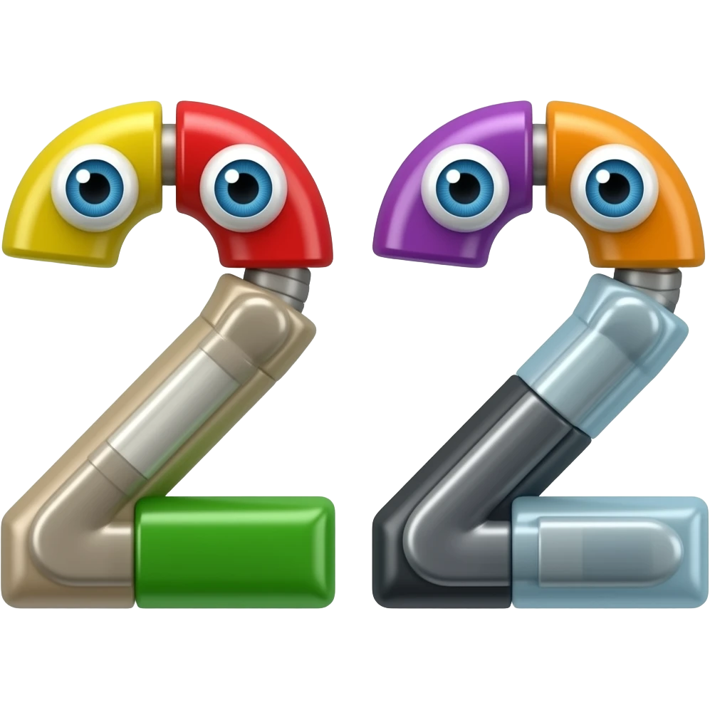 A number 22 the looks like is made of colored parts and powered by electricity and it has 3 eyes emoji