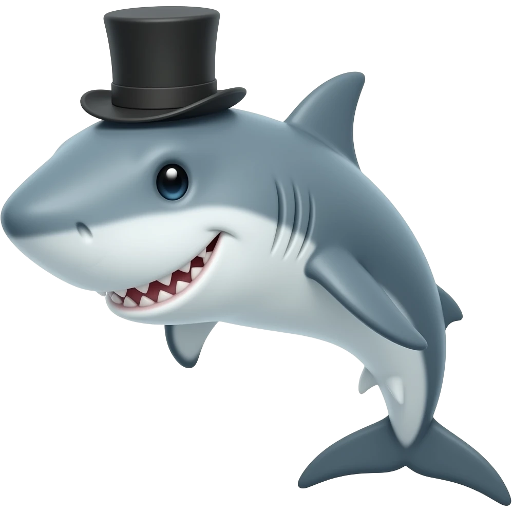 Shark with a top hat emoji
