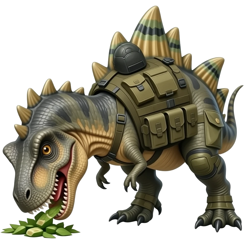 dinosaur eating black uniform soldger emoji