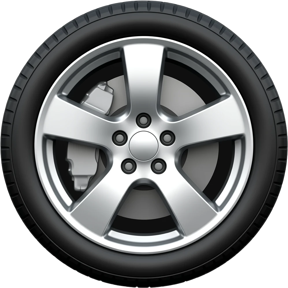 Black thar car with crome five spokes alloy wheel emoji