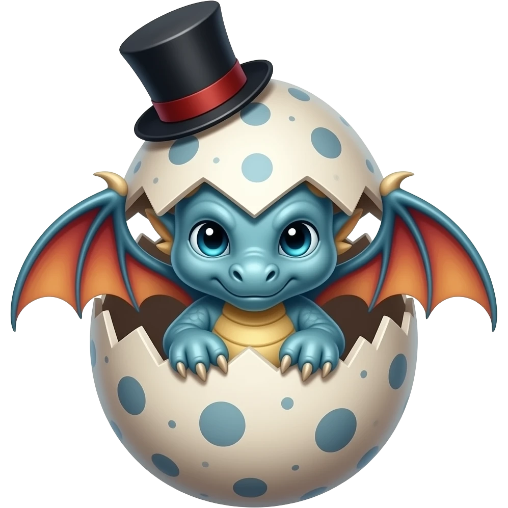 Fantasy Dragon newborn egg with top hat emoji