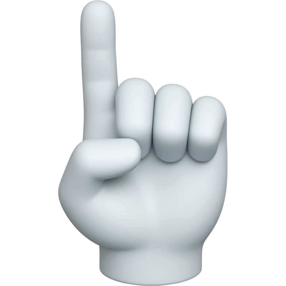 white left hand index finger pointing straight up and the thumb extended horizontally at a 90-degree angle forming a clear capital letter 'L' shape the middle, ring, and pinky fingers are all folded down into the palm not visible emoji