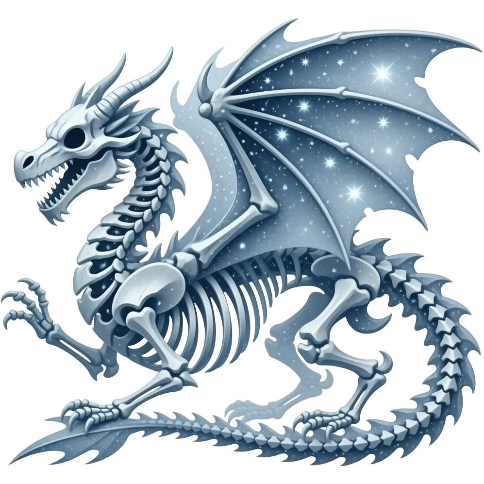 enormous dragon skeleton forming from stardust emoji