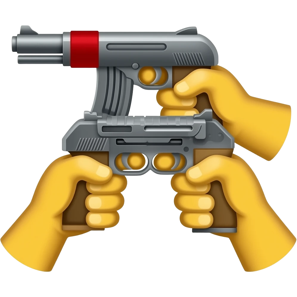 2 yellow hand holding a machine  gun emoji