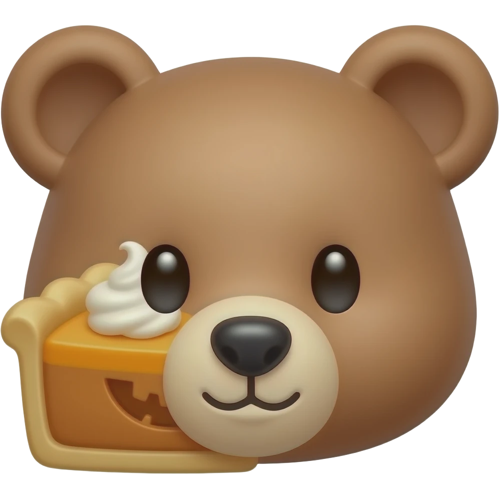 голова маленького медведя и кусок тыквенного пирога с кремом emoji