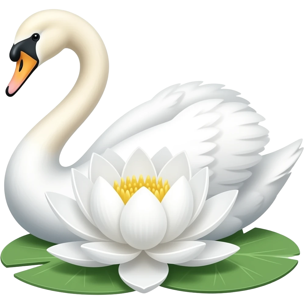 A swan and a White lotus emoji