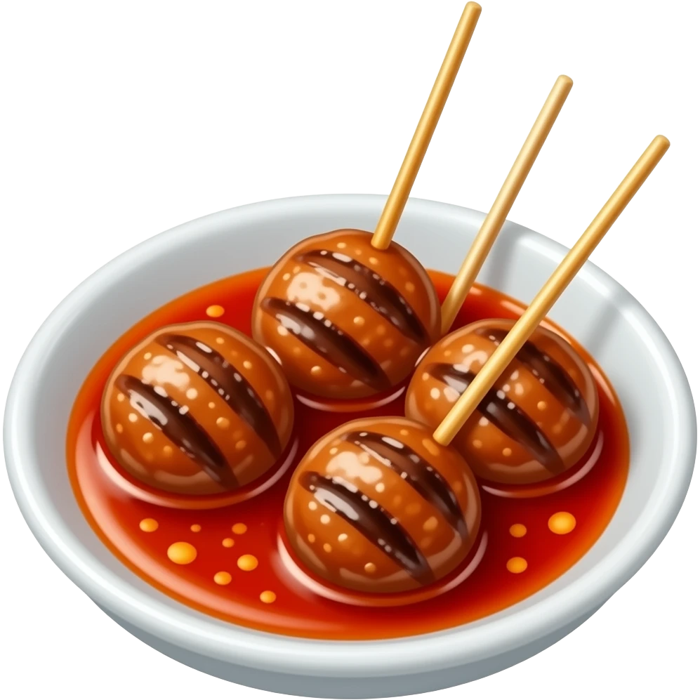 Ultra-realistic Thai grilled meatballs drenched in glossy spicy dipping ...