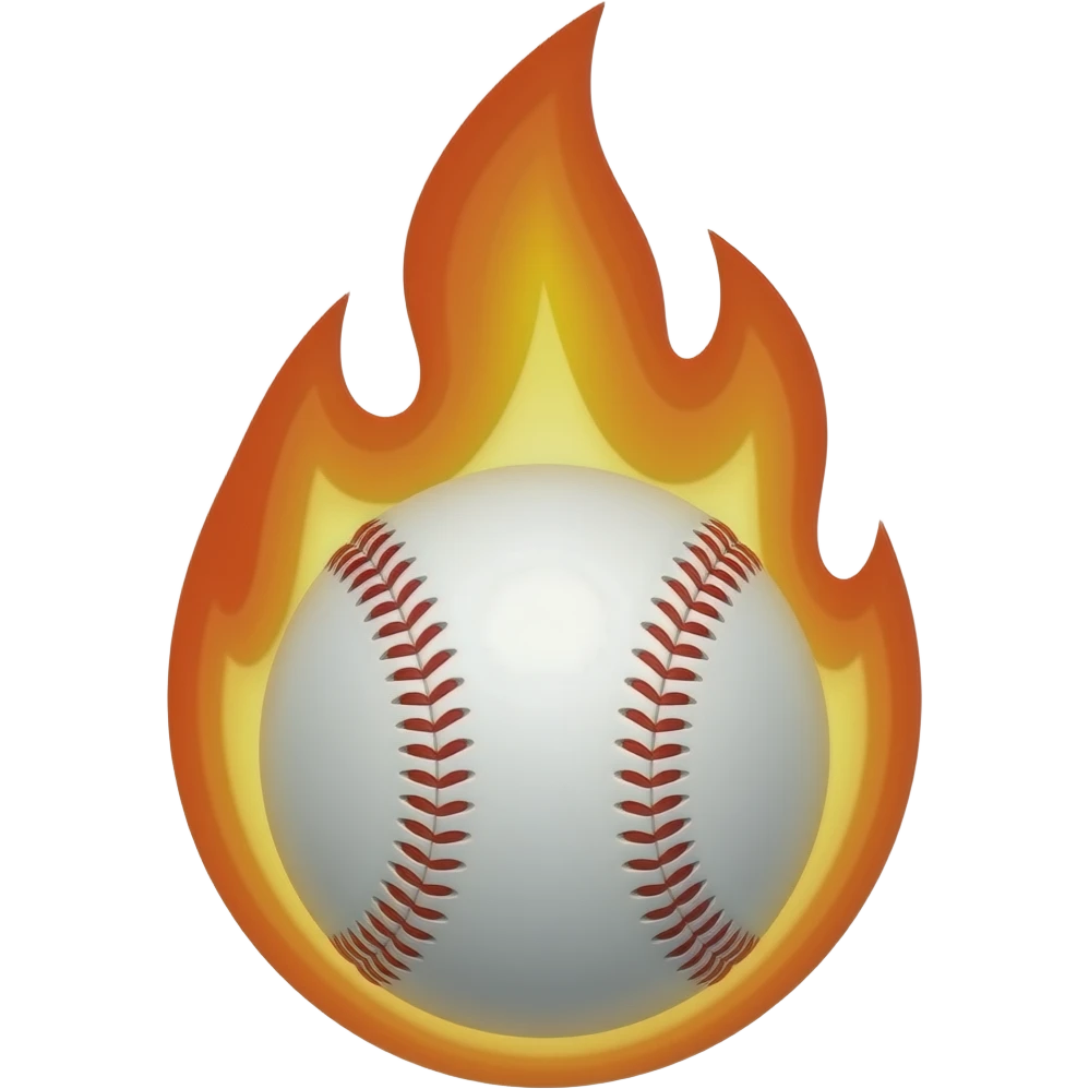 flaming baseball face emoji