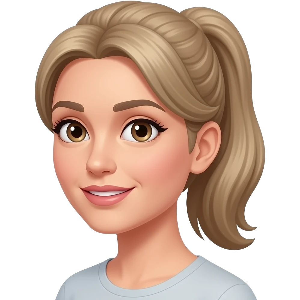 여자 성인, 옆으로 포니테일, 아이메이크업, 궁금해하는 포즈 emoji