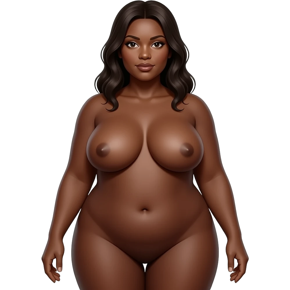 Naked black thick woman with massive tits full body emoji