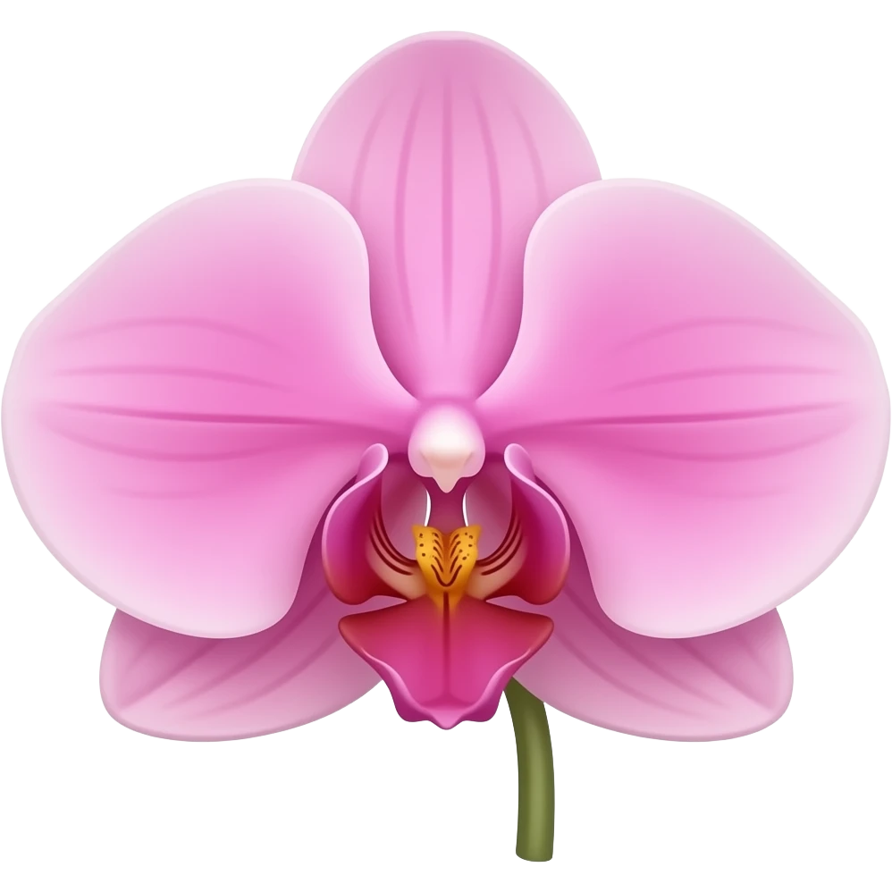 Pink orchid flower with stem emoji